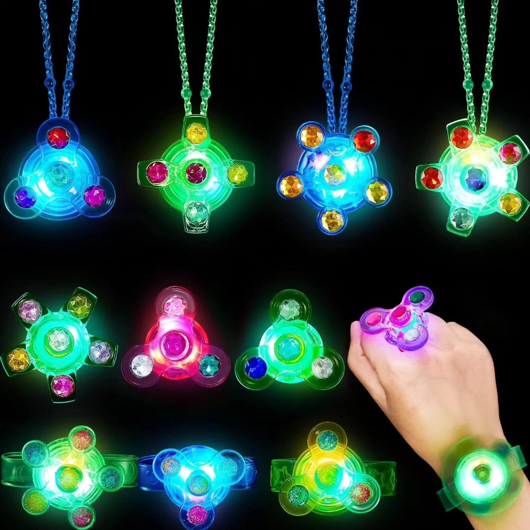 18 Pcs LED Light Up Bracelet Glow Necklaces and Rings Glowing Glow in The Dark Party Supplies