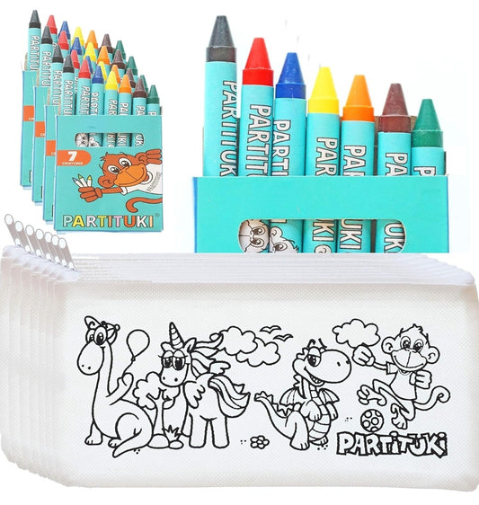 Partituki Self Colouring Pencil Case and Crayons Set - Pack of 10 Set